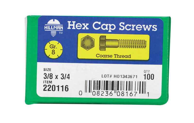 HILLMAN 3/8 in. D X 3/4 in. L Heat Treated Steel Hex Head Cap Screw 100 pk - Image 4