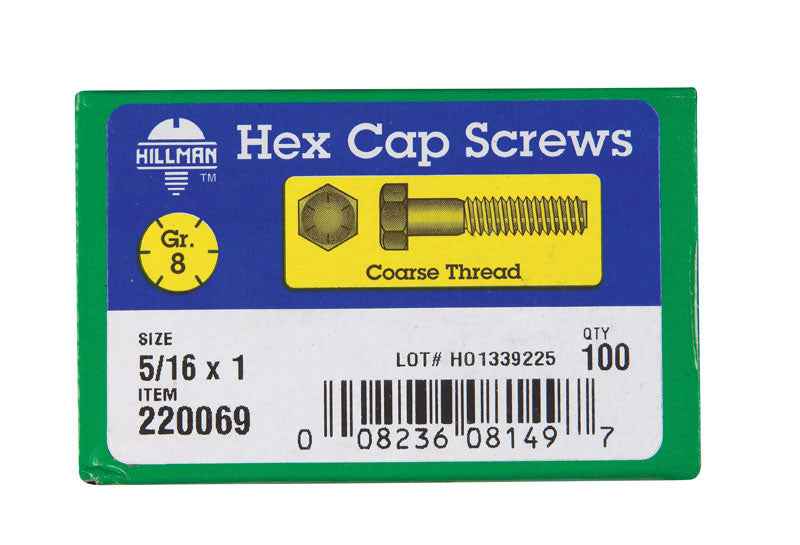 Hillman 5/16 in. D X 1 in. L Heat Treated Steel Hex Head Cap Screw 100 pk - Image 3