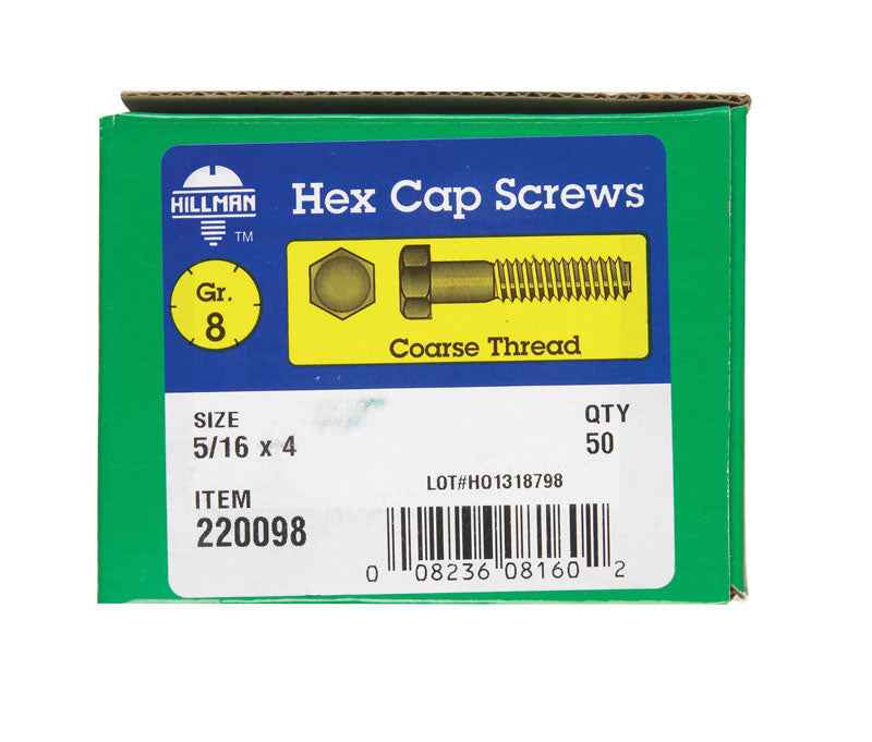 HILLMAN 5/16 in. D X 4 in. L Heat Treated Steel Hex Head Cap Screw 50 pk - Image 2