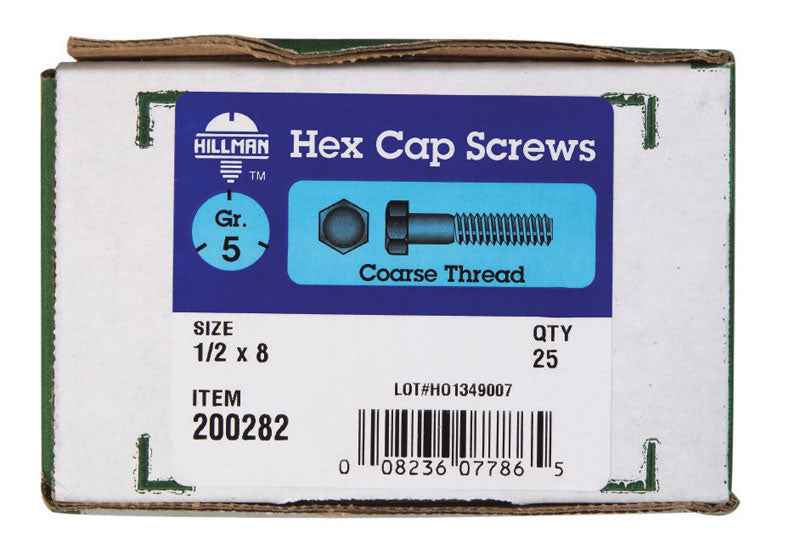 Hillman 1/2 in. D X 8 in. L Heat Treated Zinc Steel Hex Head Cap Screw 25 pk - Image 2