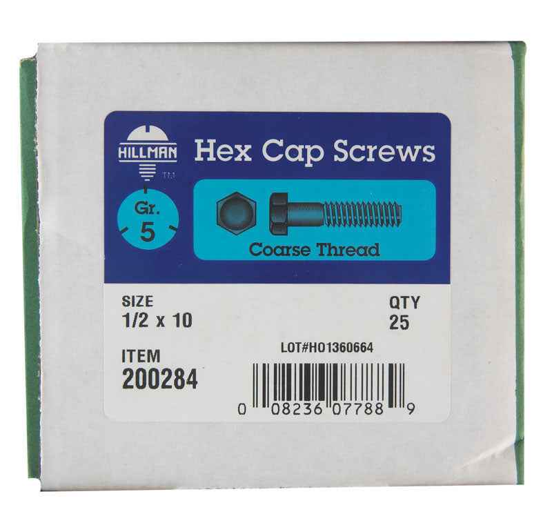 HILLMAN 1/2 in. D X 10 in. L Heat Treated Zinc Steel Hex Head Cap Screw 25 pk - Image 2