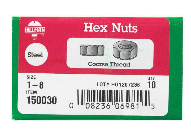 Hillman 1 in. Zinc-Plated Steel USS Hex Nut 10 pk - Image 3