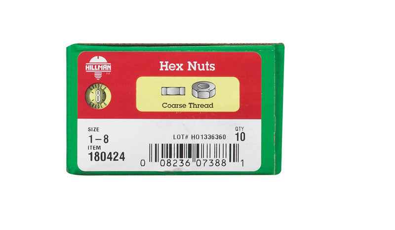 Hillman 1 in. Zinc Dichromate Steel USS Hex Nut 10 pk - Image 2