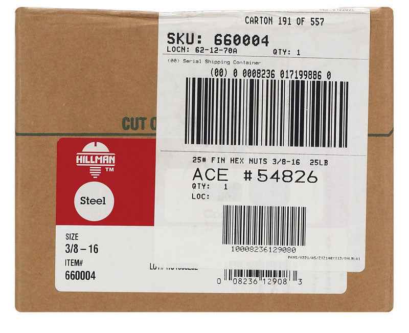 Hillman 3/8 in. - 16 Zinc-Plated Steel USS Hex Nut 1562 pk - Image 3