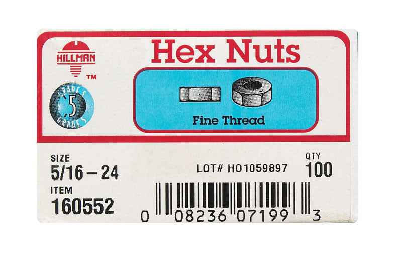 HILLMAN 5/16 in. Zinc-Plated Steel SAE Hex Nut 1 pk - Image 2