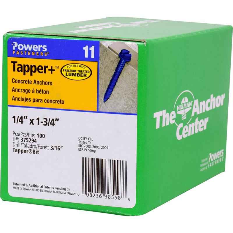 Hillman Tapper 1/4 in. D Steel Hex Head Concrete Screw Anchor 100 pk - Image 5