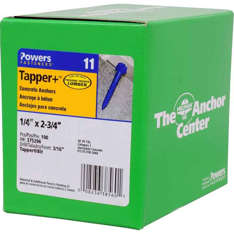 Hillman Tapper 1/4 in. D Steel Hex Head Concrete Screw Anchor 100 pk - Image 5
