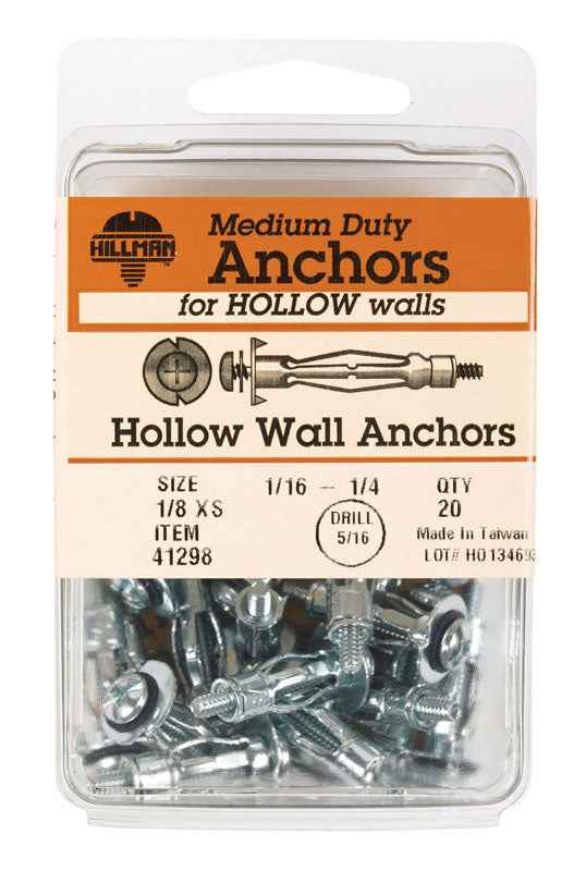 Hillman 1/8 in. Dia. x 1/8 X-Short in. L Metal Pan Head Hollow Wall Anchors 20 pk (Pack of 5) - Image 2