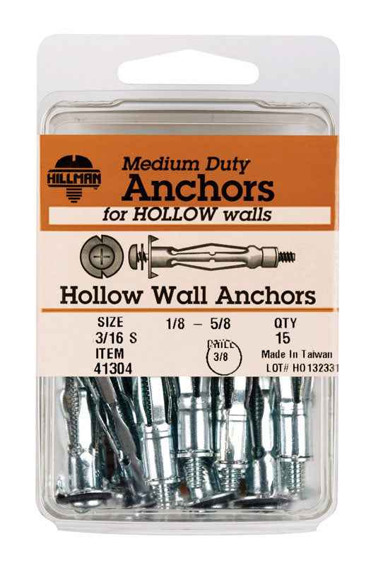 Hillman 3/16 in. Dia. x 3/16 Short in. L Metal Pan Head Hollow Wall Anchors 15 pk (Pack of 5) - Image 2