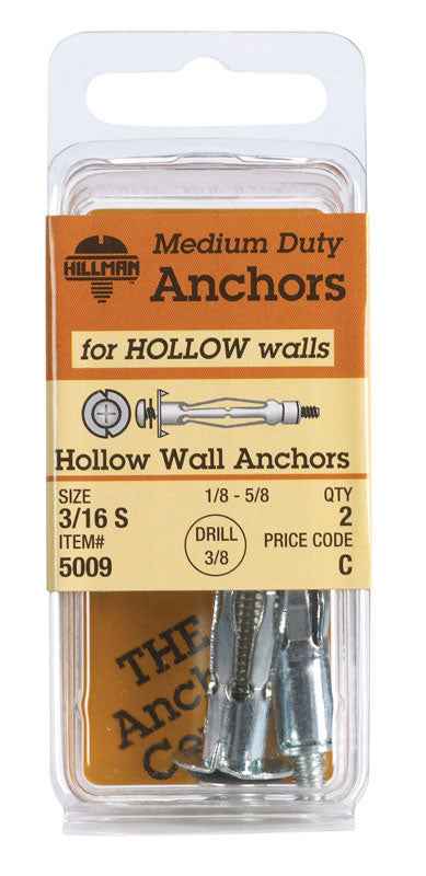 Hillman 3/16 in. Dia. x 2 1/4 in. L Metal Round Head Hollow Wall Anchors (12 Anchors) (Pack of 6) - Image 2