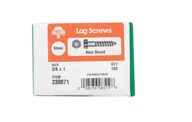 HILLMAN 3/8 in. X 1 in. L Hex Zinc-Plated Steel Lag Screw 100 pk - Image 2
