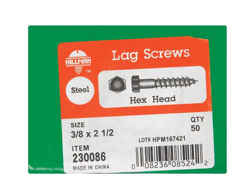 Hillman 3/8 in. X 2-1/2 in. L Hex Zinc-Plated Steel Lag Screw 50 pk - Image 3