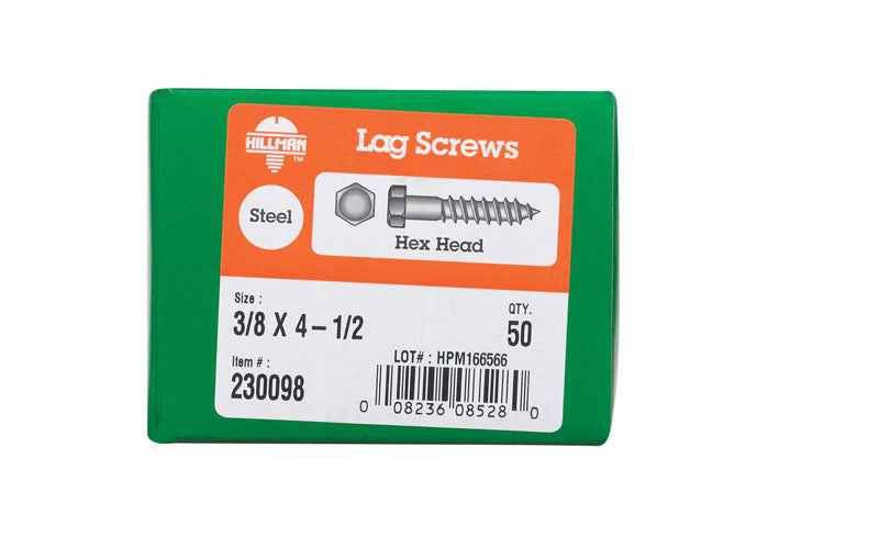 Hillman 3/8 in. X 4-1/2 in. L Hex Zinc-Plated Steel Lag Screw 50 pk - Image 3