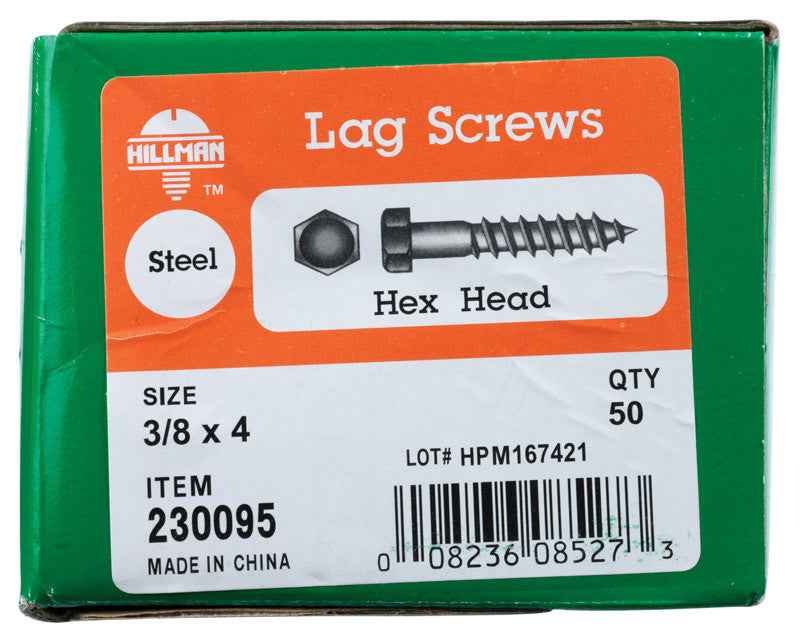 Hillman 3/8 in. X 4 in. L Hex Zinc-Plated Steel Lag Screw 50 pk - Image 4