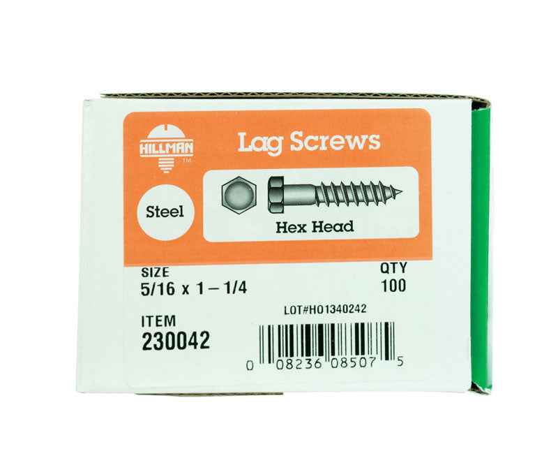 HILLMAN 5/16 in. X 1-1/4 in. L Hex Zinc-Plated Steel Lag Screw 100 pk - Image 2
