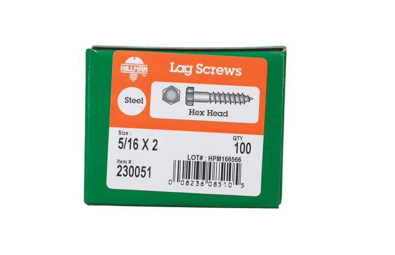 Hillman 5/16 in. X 2 in. L Hex Zinc-Plated Steel Lag Screw 100 pk - Image 6