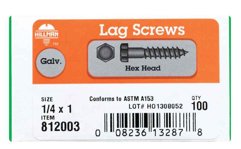 Hillman 1/4 in. X 1 in. L Hex Hot Dipped Galvanized Steel Lag Screw 100 pk - Image 3
