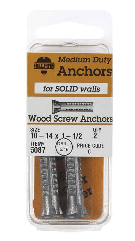 Hillman 1/4 in. Dia. x 1-1/2 in. L Lead Round Head Concrete Screw Anchor 2 pk (Pack of 10) - Image 2