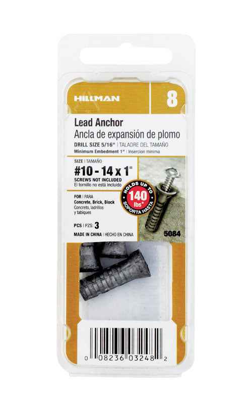 Hillman 1/4 in. Dia. x 1 in. L Lead Round Head Concrete Screw Anchor 3 pk (Pack of 10) - Image 2