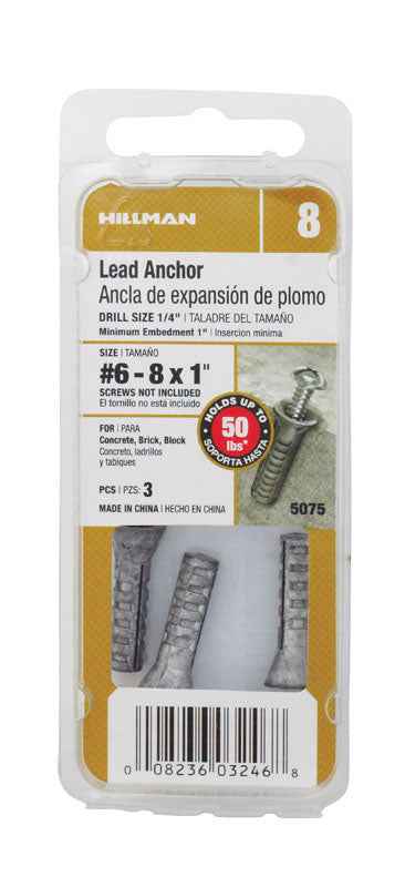 Hillman 0.164 in. Dia. x 1 in. L Lead Round Head Concrete Screw Anchor 3 pk (Pack of 10) - Image 3