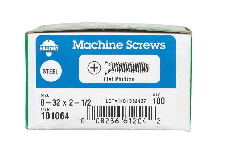 HILLMAN No. 8-32 Ga. X 2-1/2 in. L Phillips Flat Head Zinc-Plated Steel Machine Screws 100 pk - Image 2