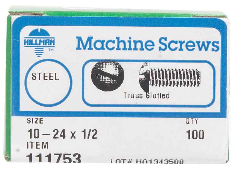 HILLMAN No. 10-24 in. X 1/2 in. L Combination Truss Head Zinc-Plated Steel Machine Screws 100 pk - Image 2