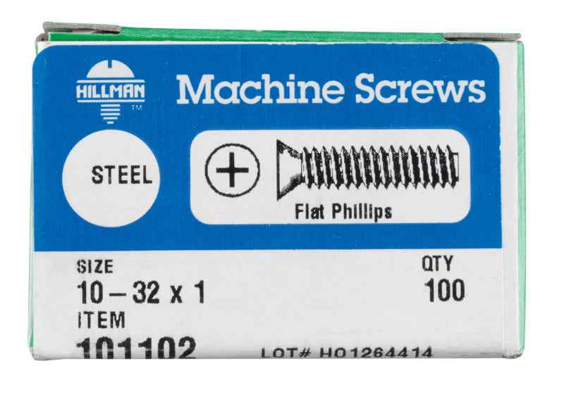 HILLMAN No. 10-32 X 1 in. L Phillips Flat Head Zinc-Plated Steel Machine Screws 100 pk - Image 2