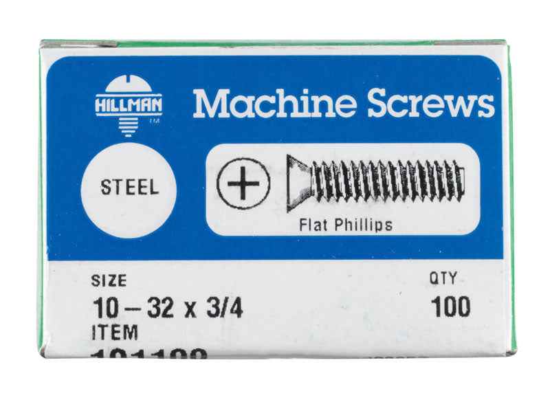 HILLMAN No. 10-32 X 3/4 in. L Phillips Flat Head Zinc-Plated Steel Machine Screws 100 pk - Image 2