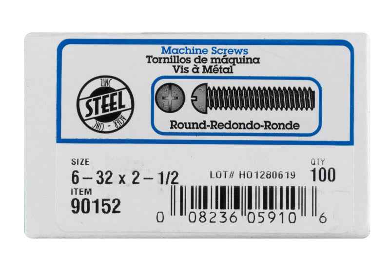 HILLMAN No. 6-32 Ga. X 2-1/2 in. L Combination Round Head Zinc-Plated Steel Machine Screws 100 pk - Image 2