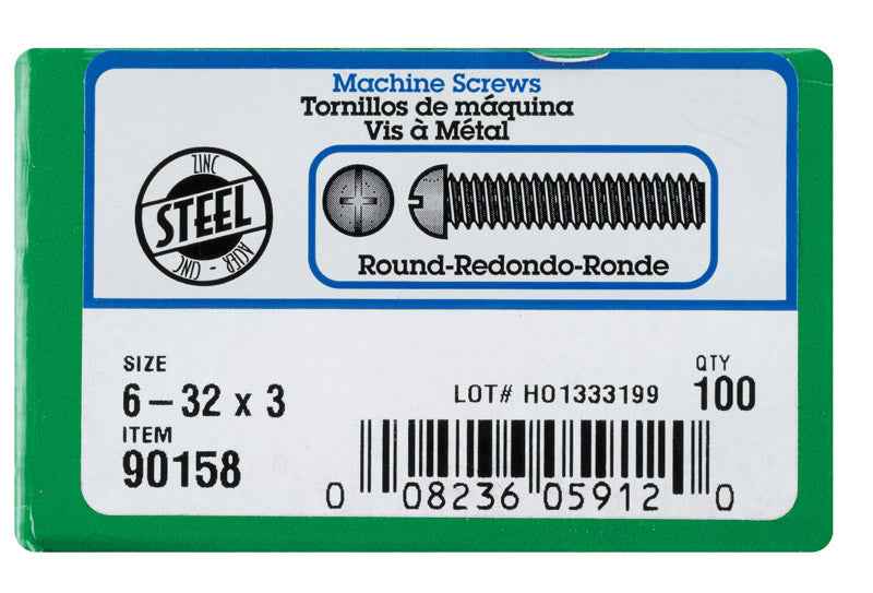 HILLMAN No. 6-32 Ga. X 3 in. L Combination Round Head Zinc-Plated Steel Machine Screws 100 pk - Image 2