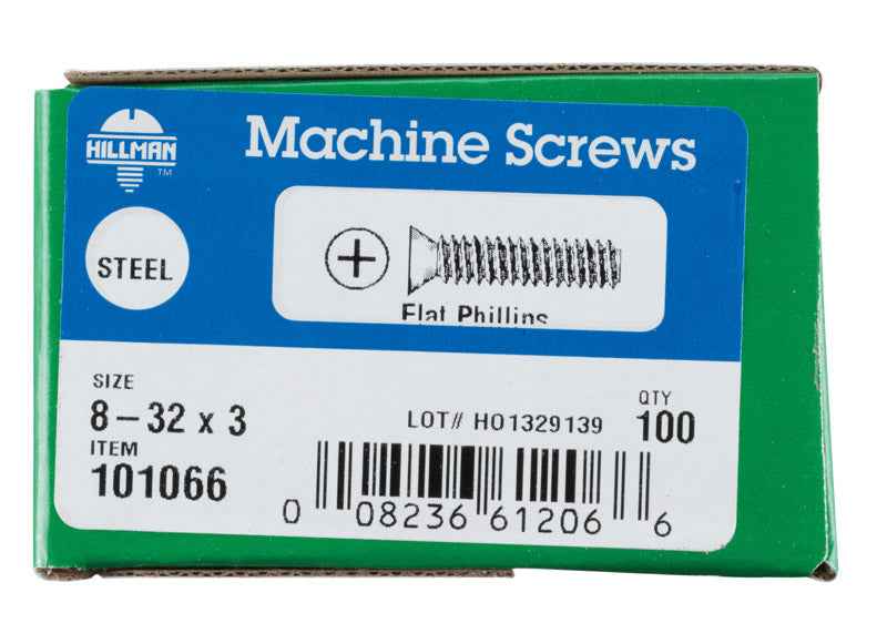 HILLMAN No. 8-32 Ga. X 3 in. L Phillips Flat Head Zinc-Plated Steel Machine Screws 100 pk - Image 2