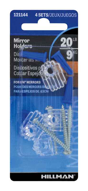 Hillman AnchorWire Steel-Plated Silver Mirror Holder Kit 1 lb. 4 pk (Pack of 10) - Image 3
