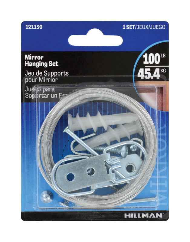 Hillman AnchorWire 100 lbs. Capacity Silver Extra Heavy Mirror Holder Kit 4-13/16 L in. (Pack of 5) - Image 3