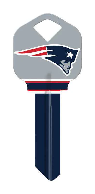 Hillman New England Patriots Painted Key House/Office Universal Key Blank Single sided (Pack of 6)