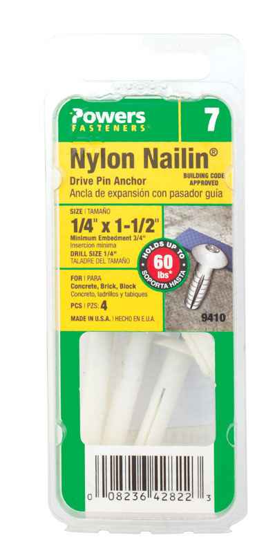 Hillman 1/4 in. Dia. x 1-1/2 in. L Nylon Truss Head Truss Head Anchor 4 pk (Pack of 6) - Image 2