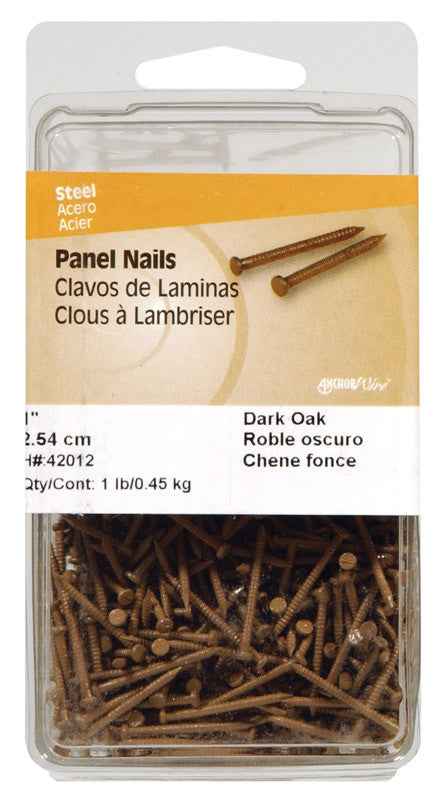 Hillman 1 in. L Panel Dark Oak Steel Nail Smooth Shank Flat (Pack of 3) - Image 2