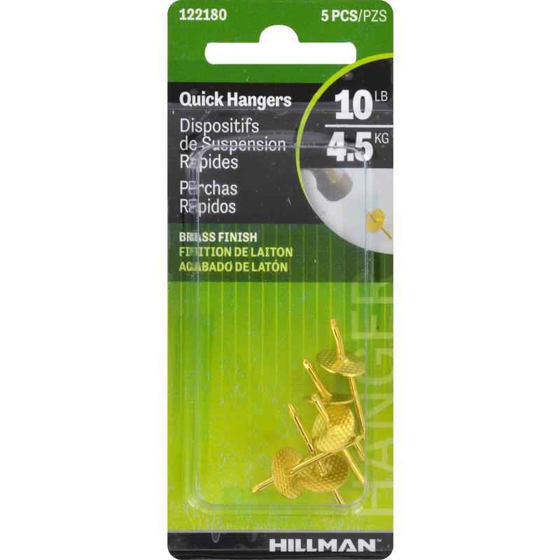 Hillman AnchorWire Brass-Plated Brass Quick Hanger 10 lb. One Piece 5 pk (Pack of 10) - Image 4