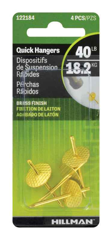 Hillman AnchorWire Brass-Plated One Piece Quick Hanger 40 lb. 4 pk (Pack of 10) - Image 3