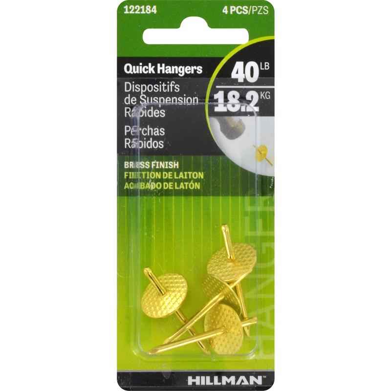 Hillman AnchorWire Brass-Plated One Piece Quick Hanger 40 lb. 4 pk (Pack of 10) - Image 4