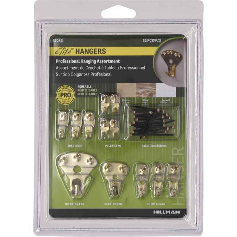Hillman Elite Brass-Plated Classic Picture Hanging Set 10 lb. 32 pk (Pack of 5) - Image 4