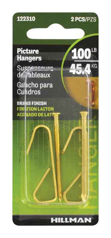 Hillman AnchorWire Brass-Plated Gold Conventional Picture Hanger 100 lb. 2 pk (Pack of 10) - Image 3
