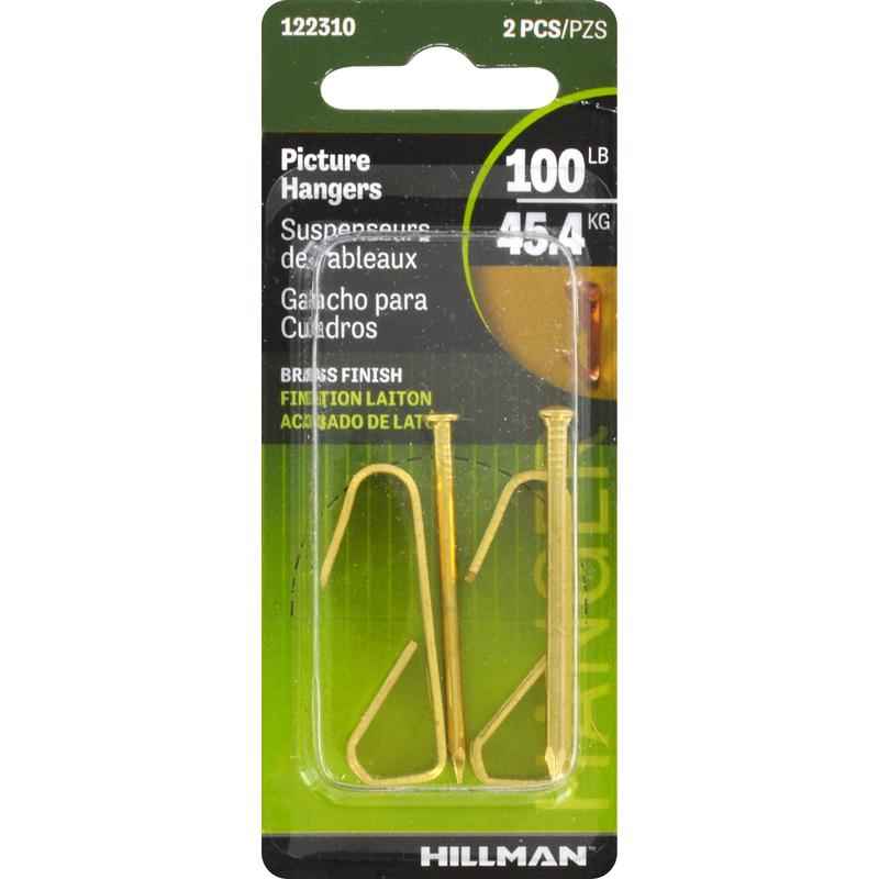 Hillman AnchorWire Brass-Plated Gold Conventional Picture Hanger 100 lb. 2 pk (Pack of 10) - Image 4