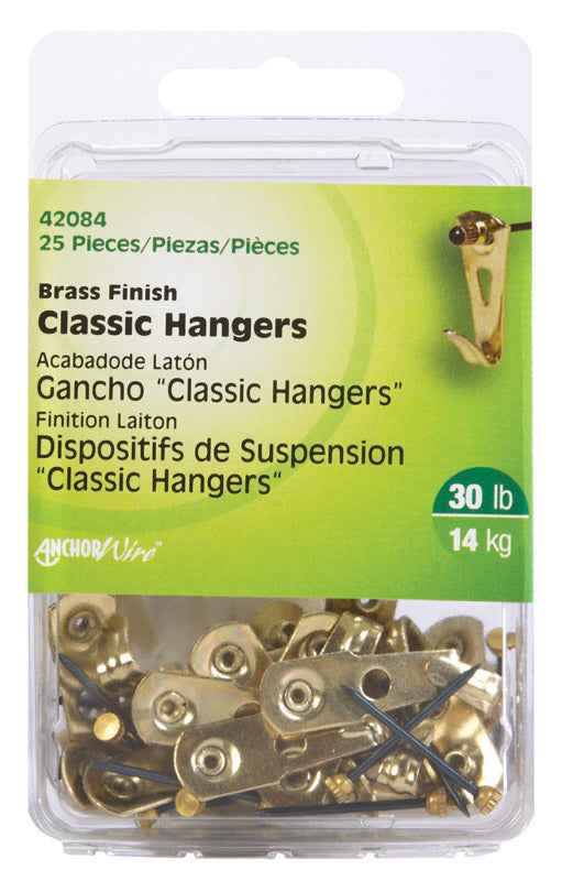 Hillman AnchorWire Brass-Plated Classic Picture Hanger 30 lb. 25 pk (Pack of 5) - Image 2