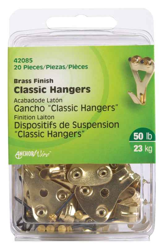 Hillman AnchorWire Brass-Plated Classic Picture Hanger 50 lb. 20 pk (Pack of 5) - Image 2