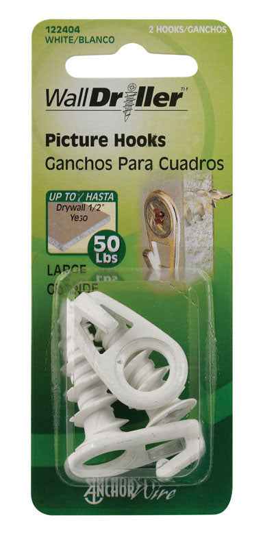 Hillman WallDriller Brass-Plated Drywall Picture Hook 50 lb. 2 pk (Pack of 10) - Image 3