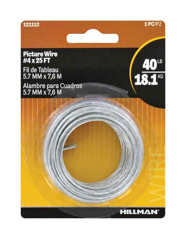 Hillman Steel-Plated Silver Braided Picture Wire 40 lb. 1 pk Steel (Pack of 10) - Image 3