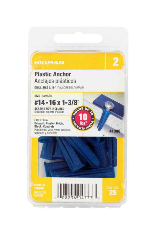 Hillman .250 in. Dia. x 1-3/8 in. L Plastic Flat Head Conical Anchor 25 pk (Pack of 5) - Image 3