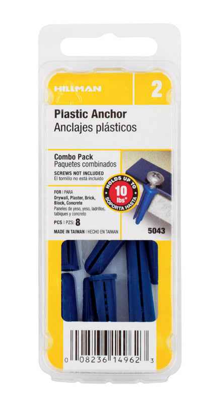 Hillman 0.164 in. Dia. x 1 in. L Plastic Pan Head Conical Anchor Kit 8 pk (Pack of 10) - Image 2
