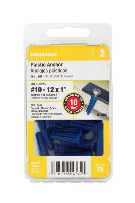 Hillman .190 in. Dia. x 1 in. L Plastic Flat Head Conical Anchor 25 pk (Pack of 5) - Image 3