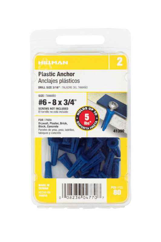 Hillman .138 in. Dia. x 3/4 in. L Plastic Flat Head Conical Anchor 80 pk (Pack of 5) - Image 3